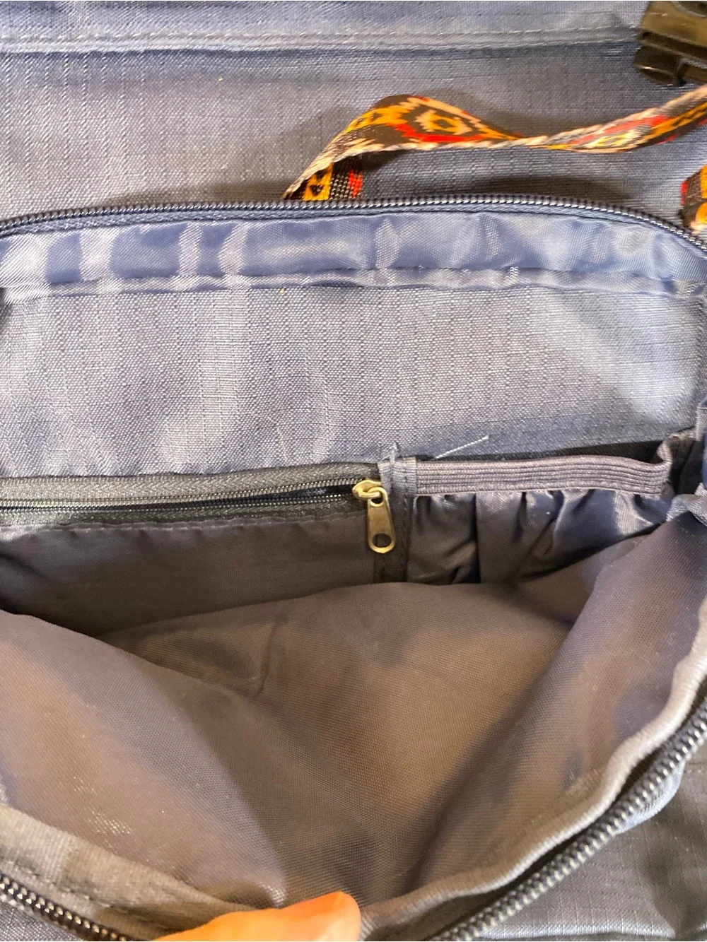 TOMS Stand Up To Bullying Backpack Navy w Patterned Trim Durable Water Resistant
